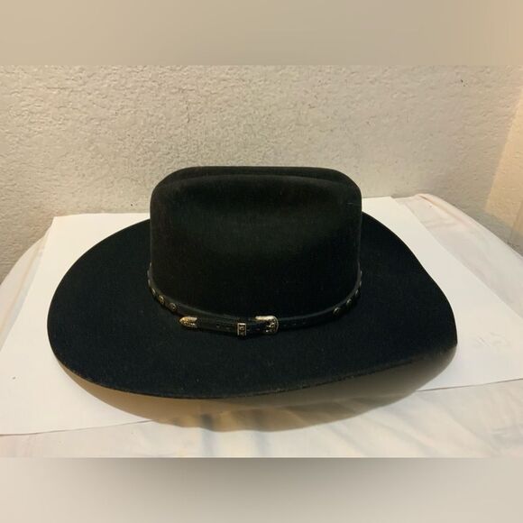 Justin Western Cowboy Hat Black XXX Buckle Milano Hat Company Size 7 1/8 57 - Picture 1 of 11